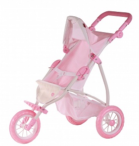 Коляска для куклы трехколесная, цвет - розовая в горошек (Gotz, 3402317)